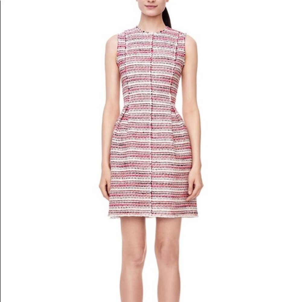 Rebecca Taylor Sleeveless Optic Tweed Mini Dress, Pink-Multi Size 0